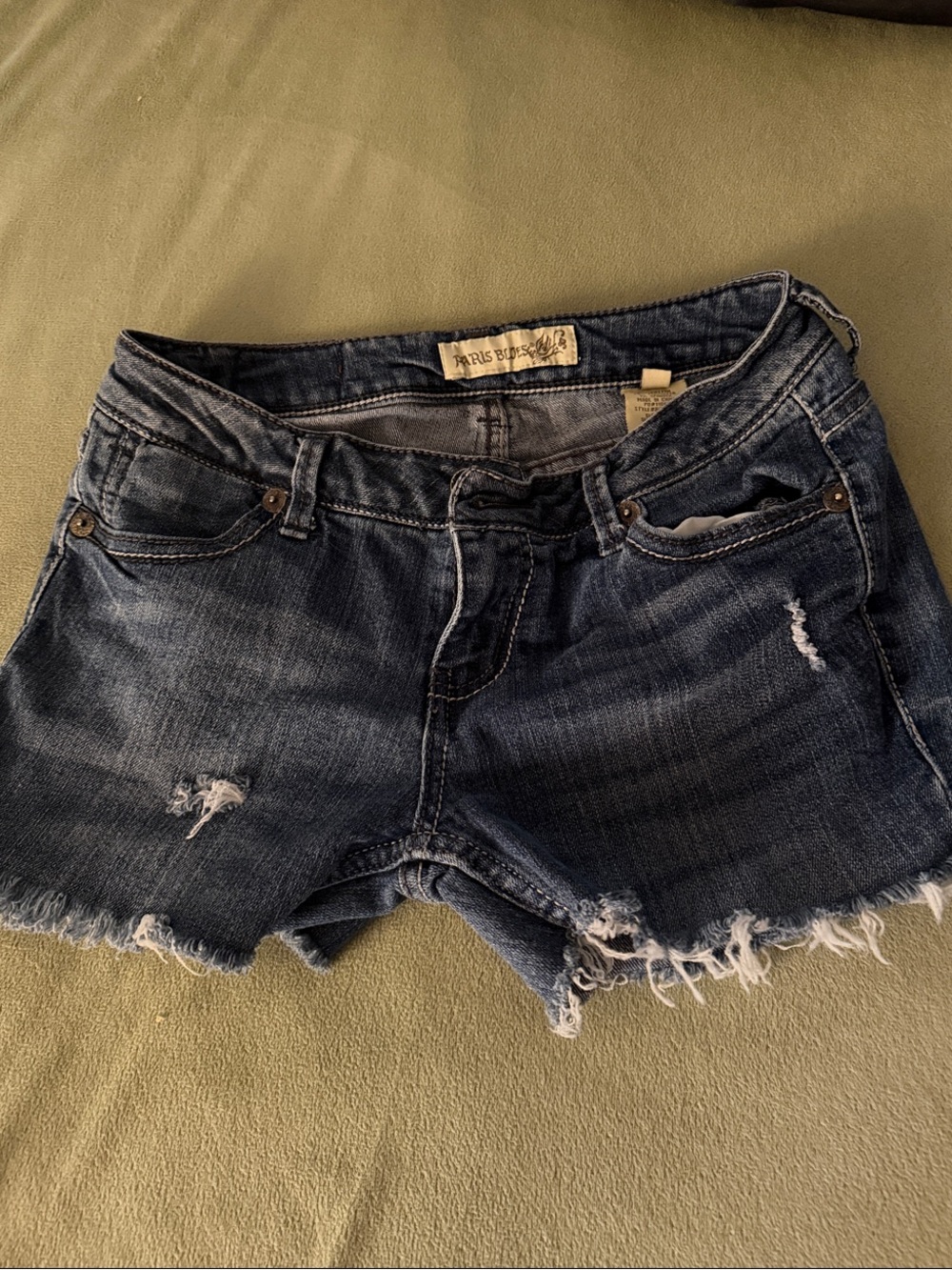 Paris Blues Dark Blue Distressed Denim Cutoff Shorts
